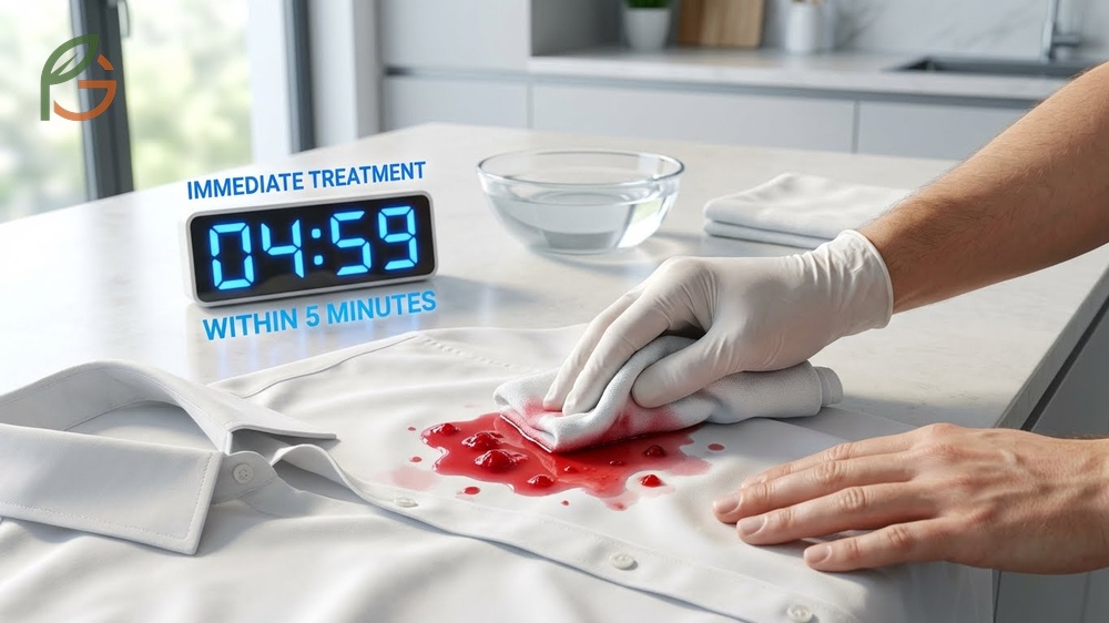 How to get cranberry juice out of clothes involves rinsing with cold water and applying liquid detergent.