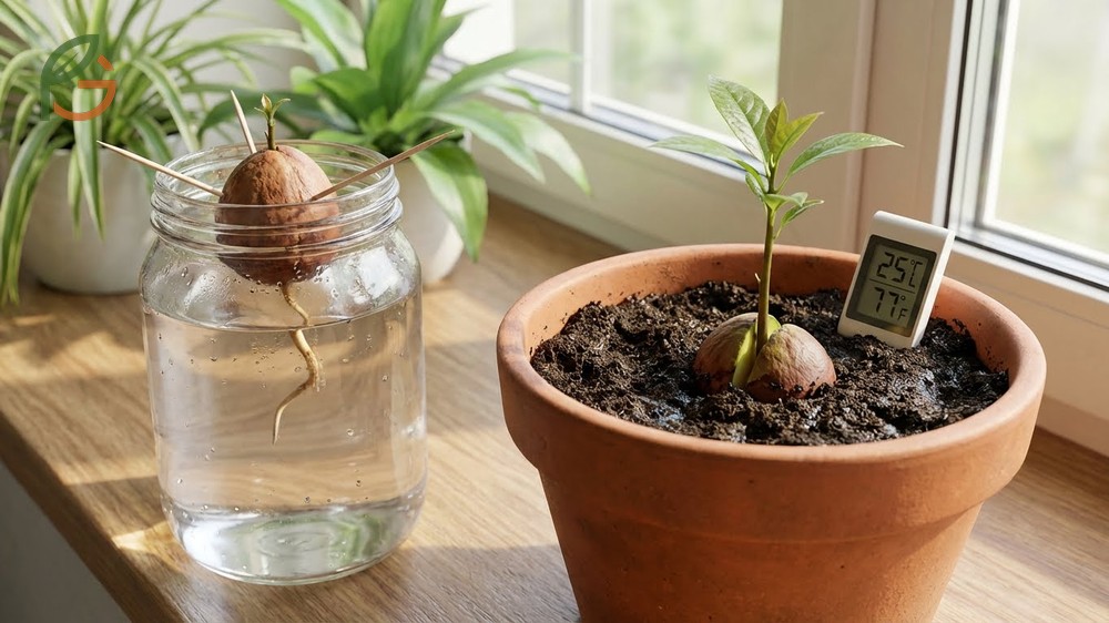 How to grow avocado from pit using either the water suspension technique or direct soil planting for viable seedlings.