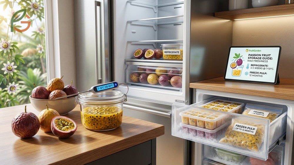 How to store passion fruit requires maintaining humidity between 90 and 95 percent to prevent premature spoilage.