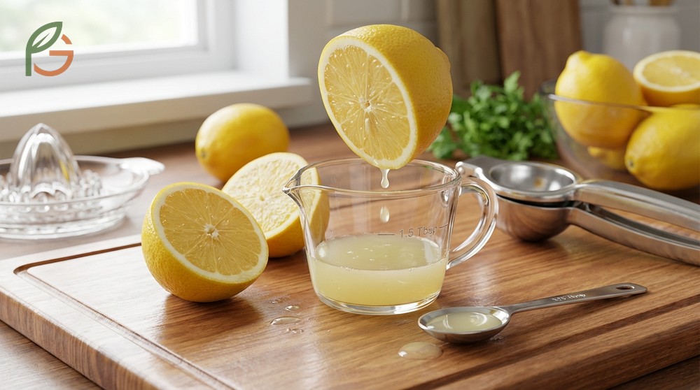 Half a medium lemon typically yields around 1.5 tablespoons of fresh juice for recipes.