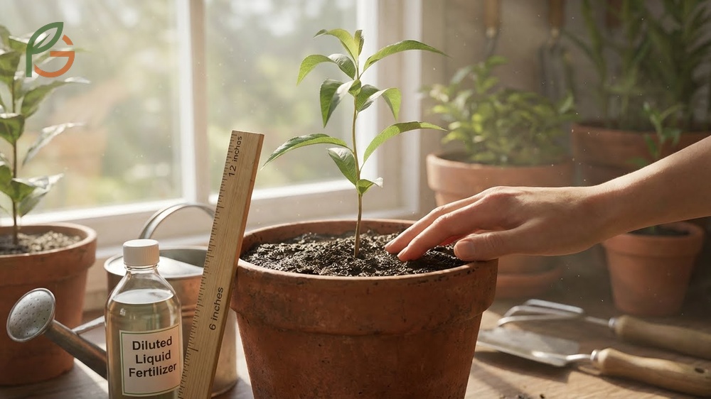 Seedling care instructions include providing 6 to 8 hours of sunlight daily for plants reaching 12 inches tall.