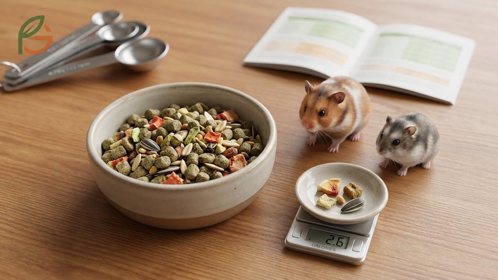 Portion size for hamsters guideline suggesting one to two berries based on species size.