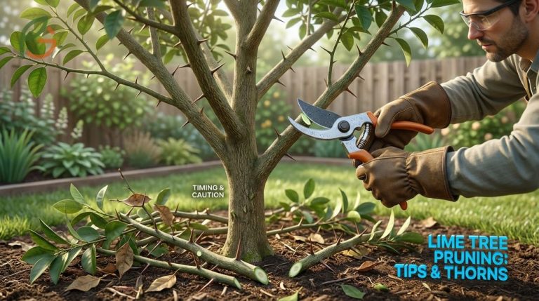 How to prune a lime tree using sharp tools and protective gear to increase fruit yield by 95%.