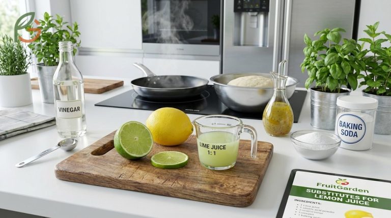 Substitute for lemon juice options include lime juice and vinegar for baking and cooking applications.