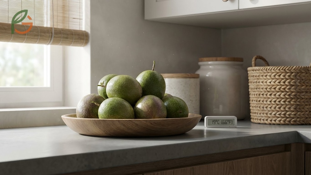 Storing passion fruit fresh at room temperature of 18 to 22 degrees Celsius allows proper ripening within 2 weeks.