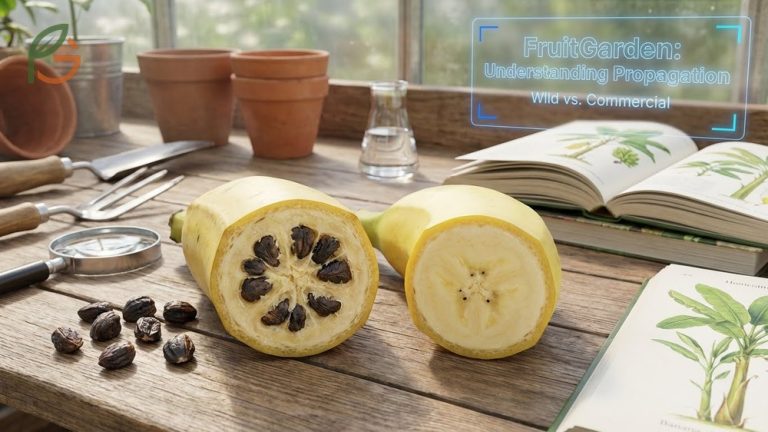 Physical characteristics of wild banana seeds with hard wrinkled coats and dark brown coloring.