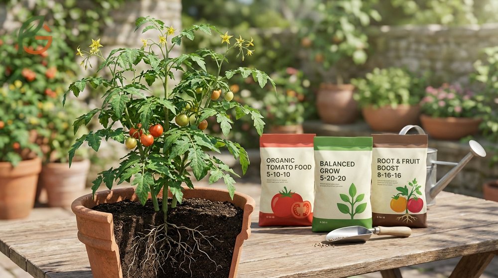 Best fertilizer for potted tomato plants uses a balanced NPK ratio like 5-10-10 to support fruit production without excess leaves.