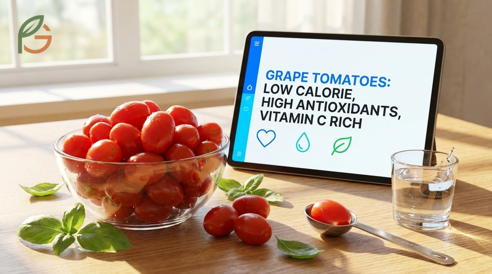 Are grape tomatoes good for you infographic showing 3834mcg lycopene for heart health and immune support.