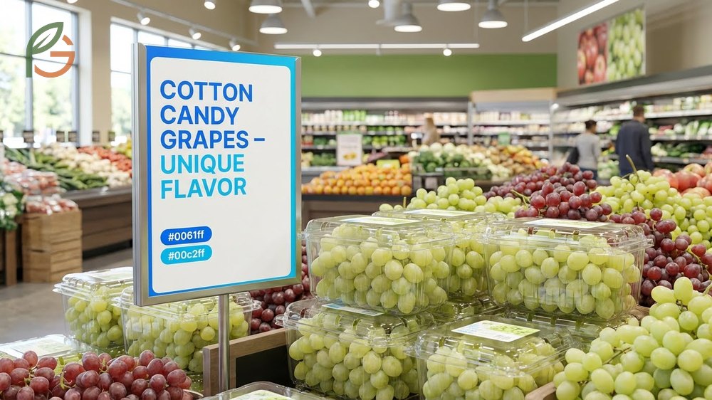 Major grocery retailers stock cotton candy grapes in 2 pound bags during late summer with prices averaging 3 to 6 dollars per pound.