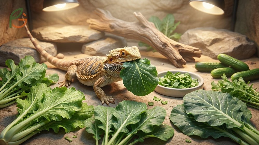 Staple greens for bearded dragons like collard greens offer a superior 14.5:1 calcium to phosphorus ratio.