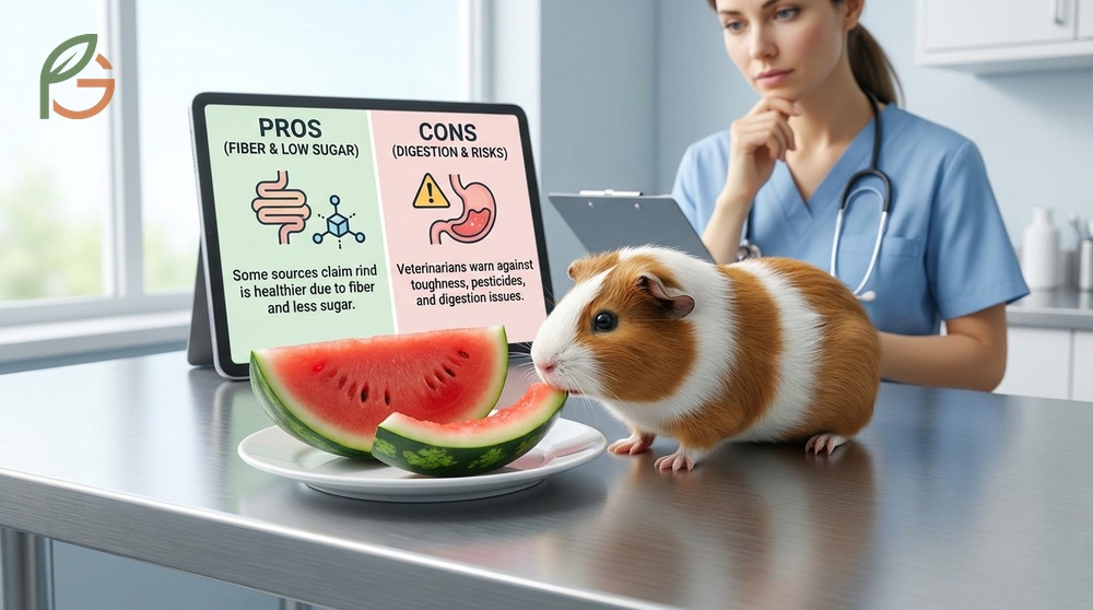 Can guinea pigs eat watermelon rind debate regarding pesticide risks versus fiber benefits.