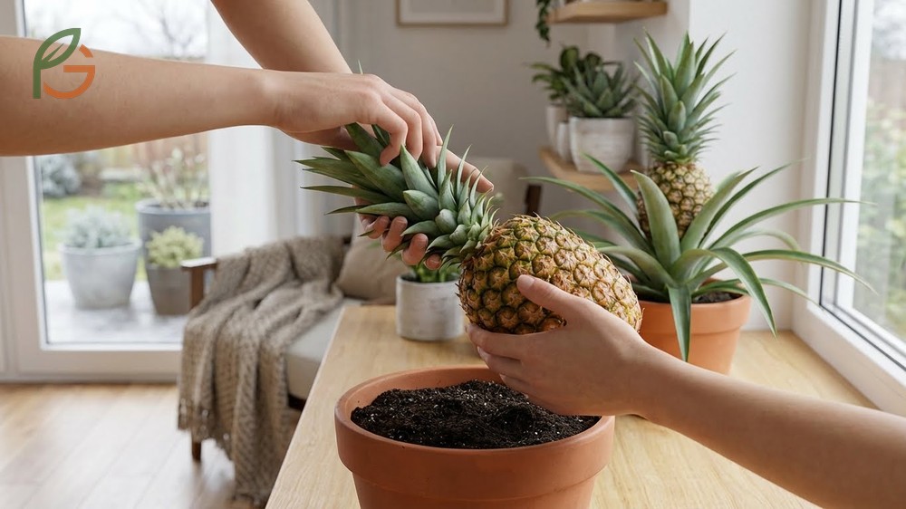 Growing Pineapple Plants at Home requiring 6 hours of sun and well-draining soil for successful fruit production.