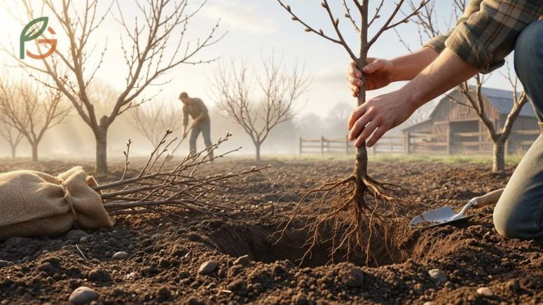 How to plant a peach tree in late winter to establish strong roots before summer heat arrives.