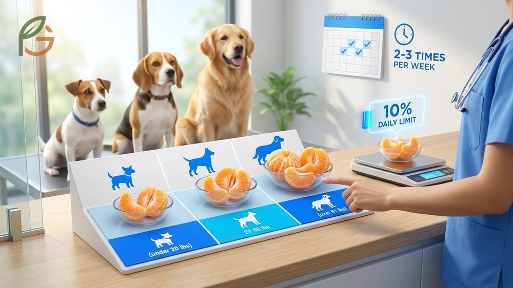 Safe portion sizes for dogs recommending 1 to 2 segments for small breeds and up to 4 for large breeds.