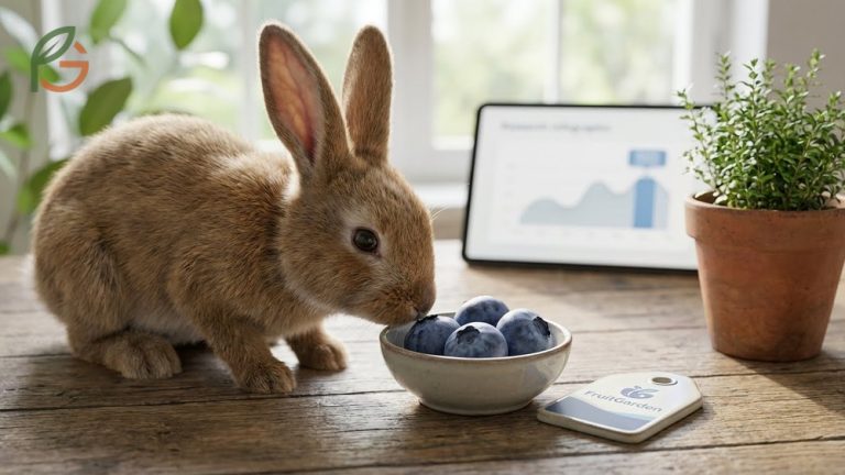 Fresh organic blueberries presented in a clean wooden bowl as a healthy occasional treat for rabbits.