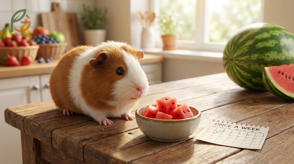 How often can guinea pigs eat watermelon guidelines suggest once or twice weekly maximum.