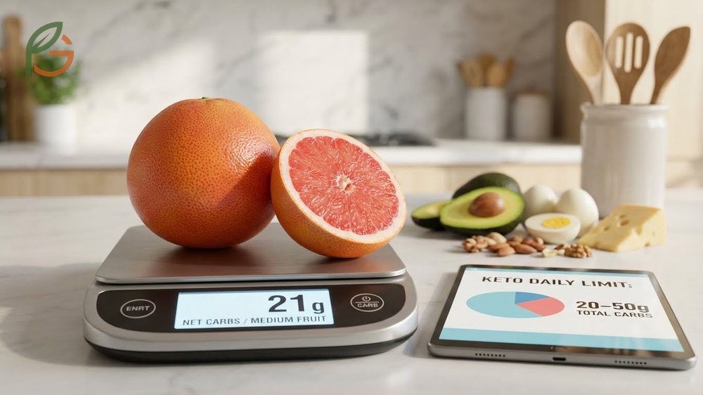 Is grapefruit keto friendly analysis explains the high carbohydrate content of 21g net carbs makes it unsuitable for ketosis.