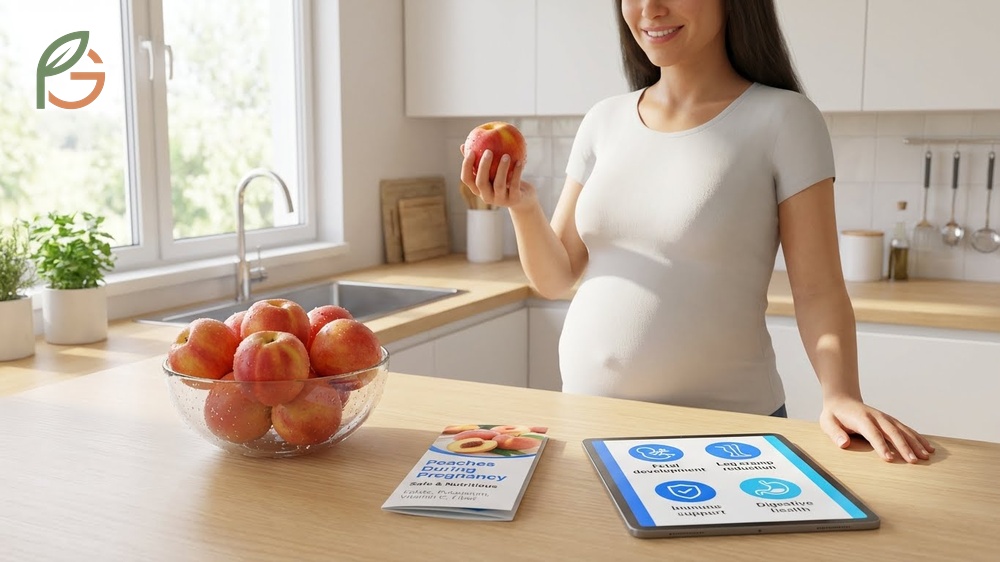 Peaches during pregnancy provide essential folate and potassium to support fetal development and prevent leg cramps.