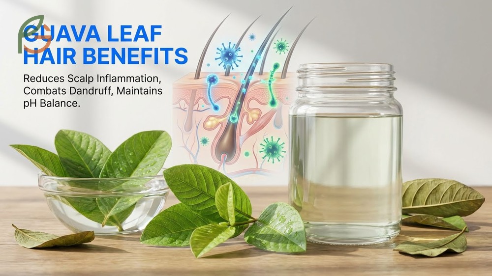 Guava leaf hair benefits include antimicrobial properties that eliminate dandruff and anti-inflammatory effects for the scalp.