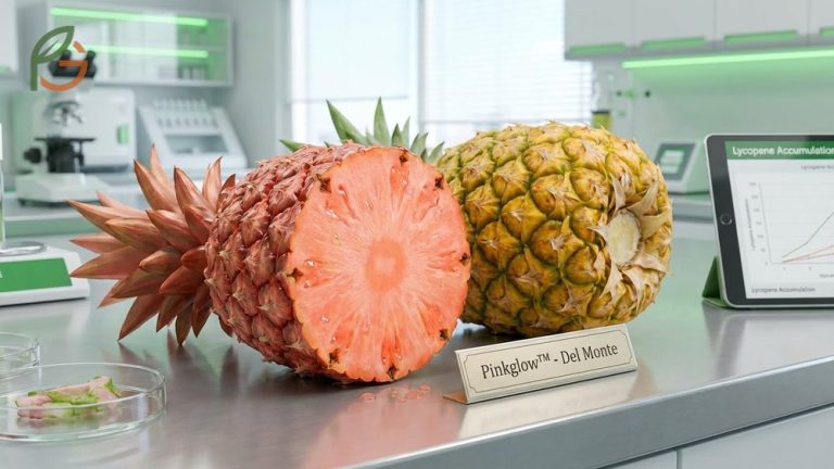 What Is Pink Pineapple featured as a genetically modified Pinkglow variety with lycopene-rich flesh.
