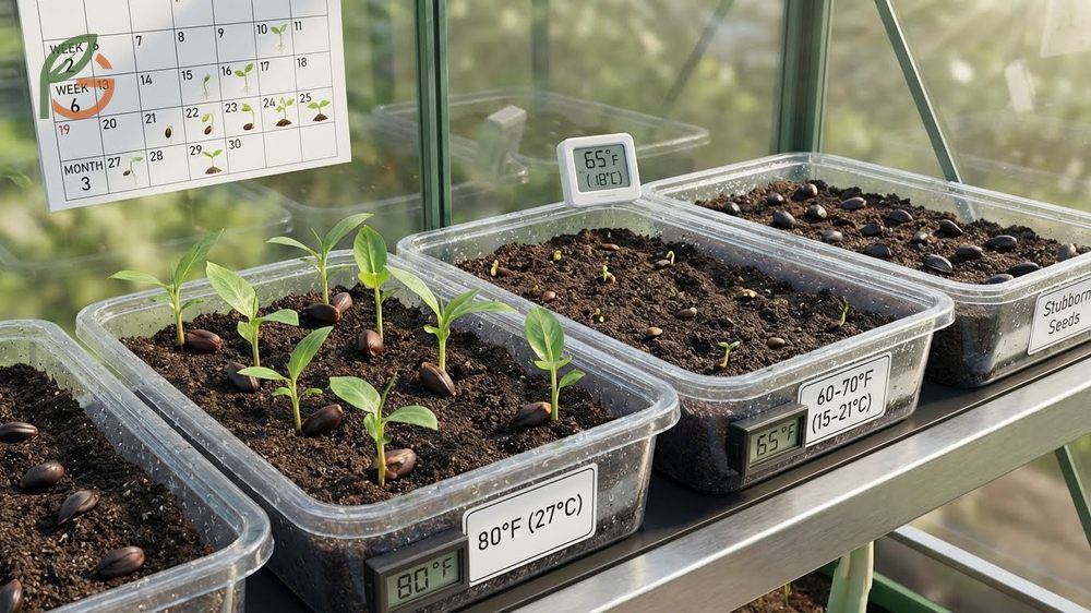 Banana seed germination time ranging from two weeks to three months depending on temperature.