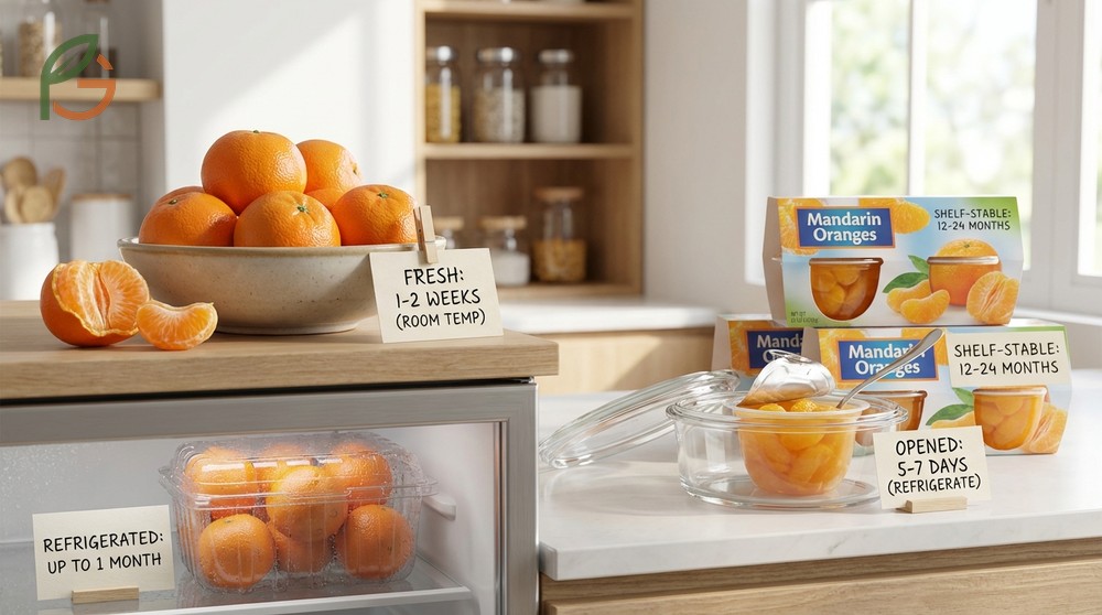 Mandarin orange shelf life extends to 12-24 months for unopened cans stored in cool pantry conditions.