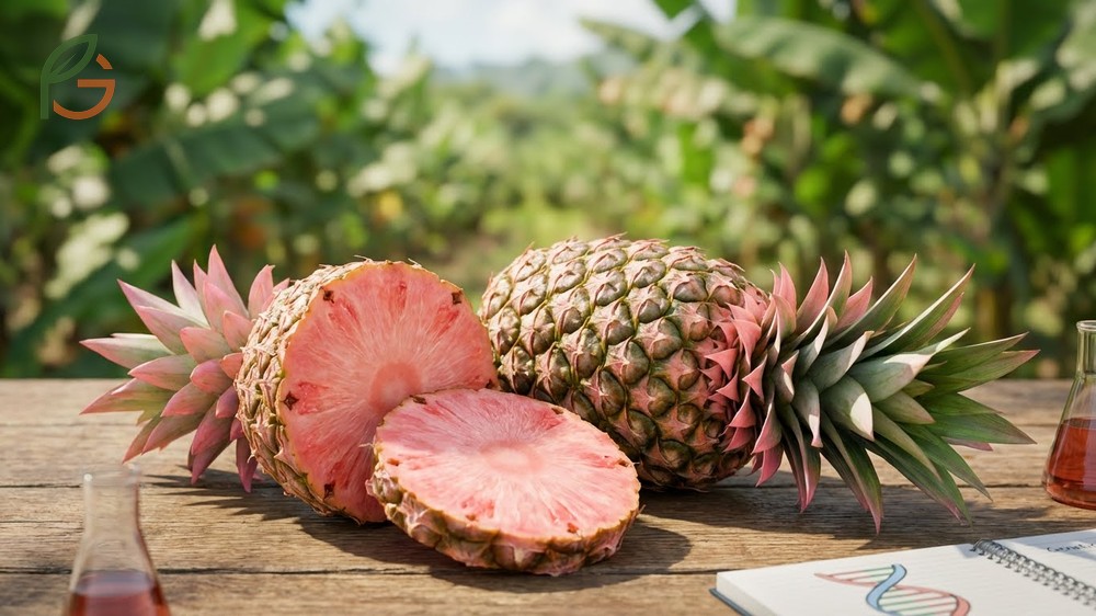What Is Pink Pineapple explained through the accumulation of lycopene pigment in the fruit flesh.