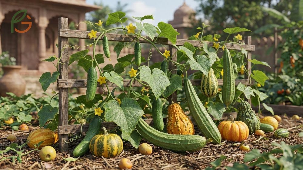 The Cucurbitaceae family includes cucumbers alongside melons and squash sharing similar vine growth and fruit characteristics.
