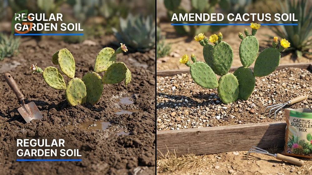 How to plant prickly pear cactus using well draining soil mixed with sand and gravel.