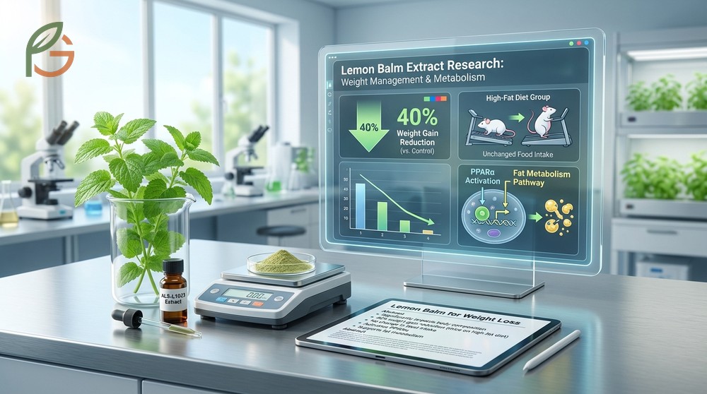Lemon balm for weight loss mechanism showing a 40 percent reduction in weight gain through PPAR activation.