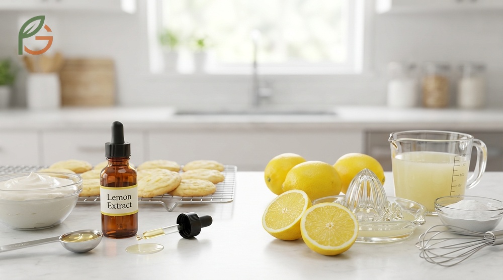 Lemon extract vs lemon juice usage differs as extract provides concentrated flavor without the liquid volume.