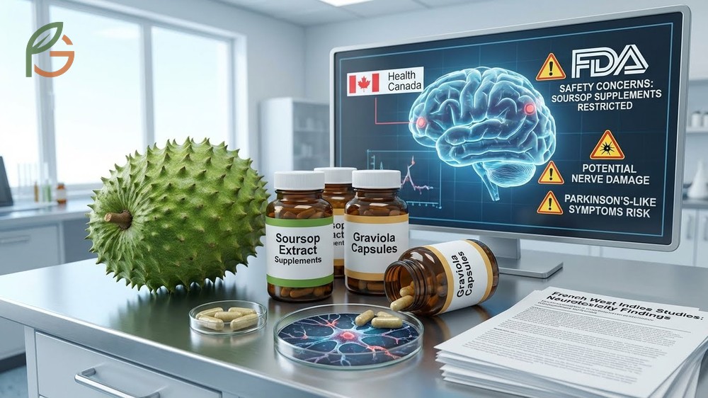 Soursop safety concerns comparing acetogenin levels in tropical lowland fruit versus highland varieties for consumption safety.