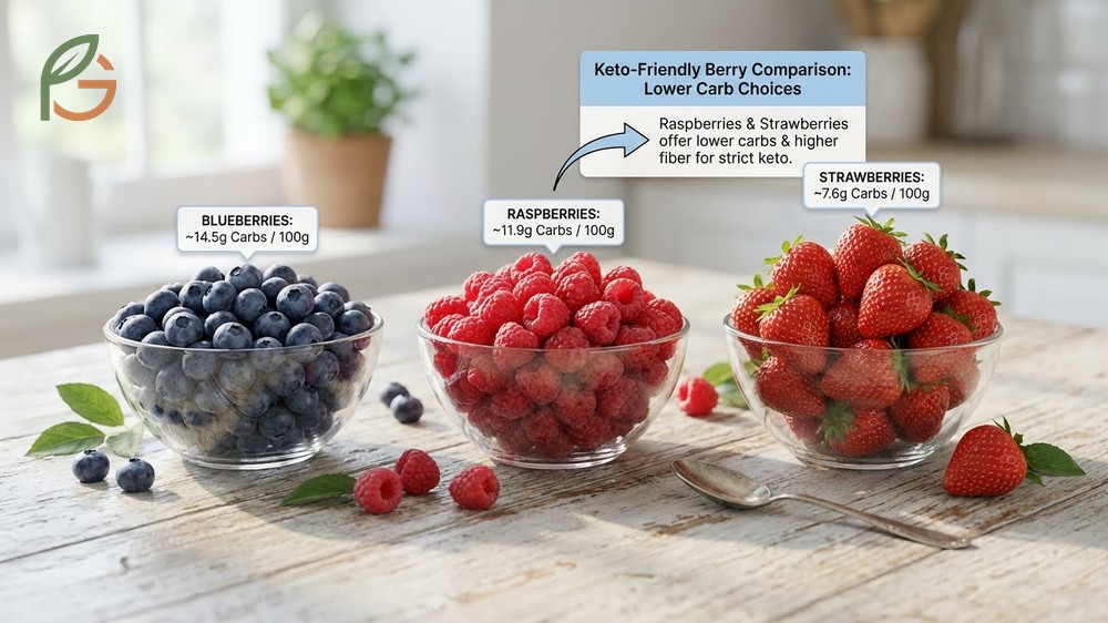 Blueberries vs other berries comparison highlights that raspberries have lower carbs and higher fiber content.