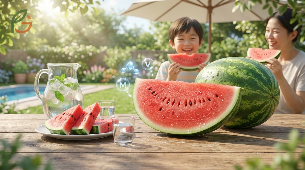 Hydration nutritional benefits of watermelon stem from its 92 percent water content aiding satiety and fluid balance.