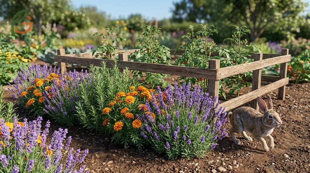 Plants rabbits hate list featuring aromatic herbs like lavender and rosemary that create a natural scent barrier.