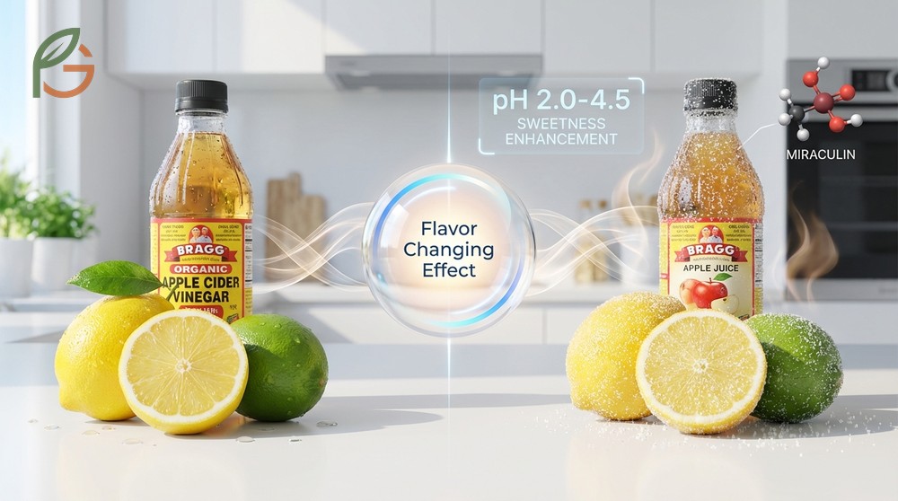Flavor changing effect makes lemons taste like lemonade and vinegar like apple juice through receptor modification.