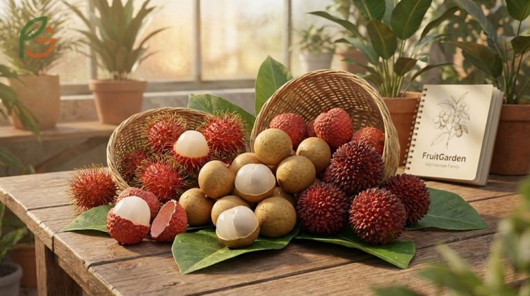 Fruit similar to lychee includes rambutan and longan displayed with their translucent flesh and sweet tropical flavors.