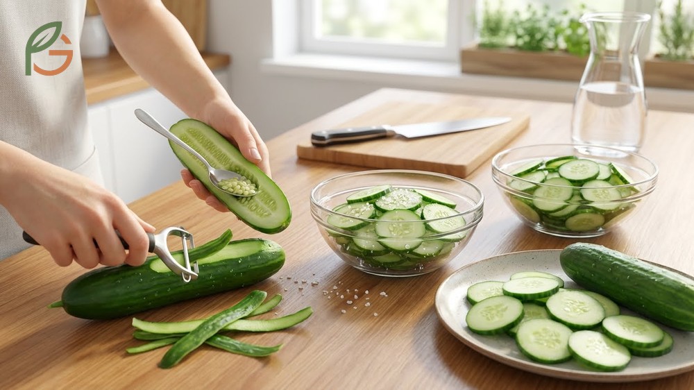 How to get rid of gas from cucumbers by peeling skin and removing seeds to eliminate 70 percent of insoluble fiber.