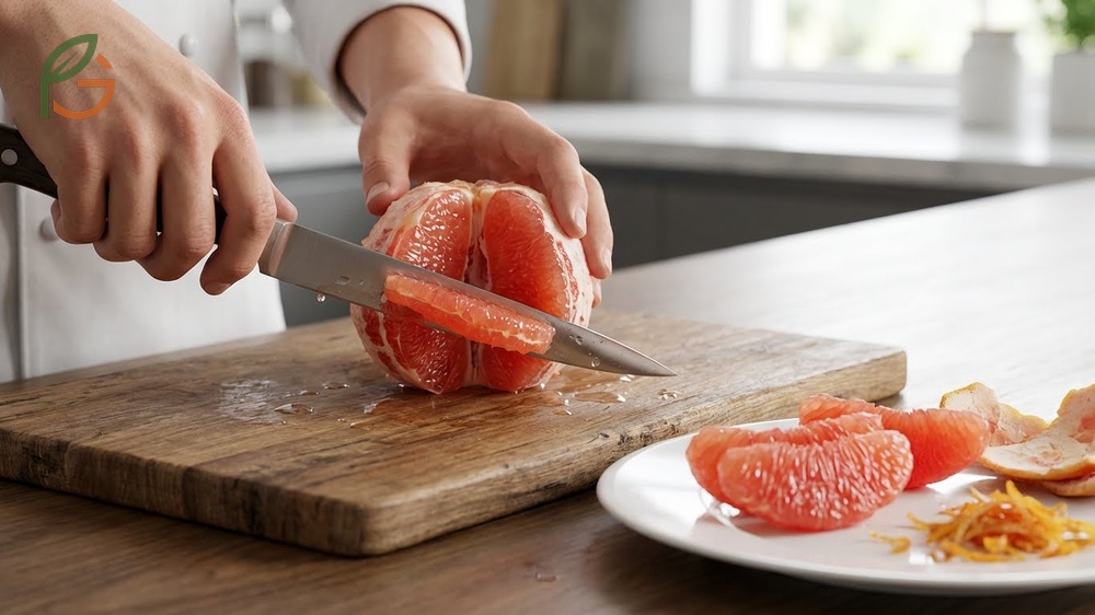 How to segment grapefruit by removing all pith and membrane to create clean sections for salads and desserts.