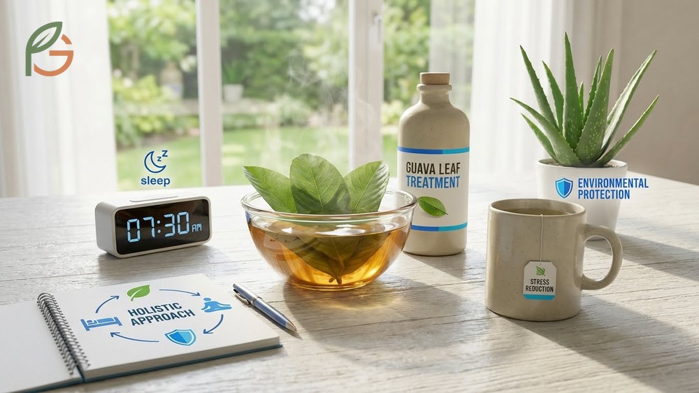 Natural hair remedy using home grown guava leaves offers a sustainable solution for hair loss with zero carbon footprint.