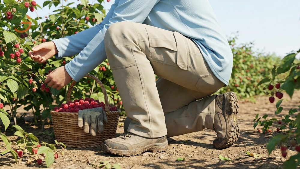 What to wear berry picking including long sleeves and closed-toe shoes for protection.