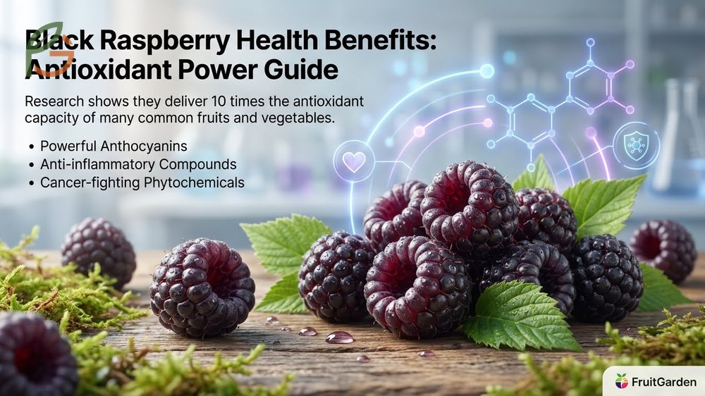 Black raspberry health benefits showing concentrated anthocyanins and ellagic acid for disease prevention.