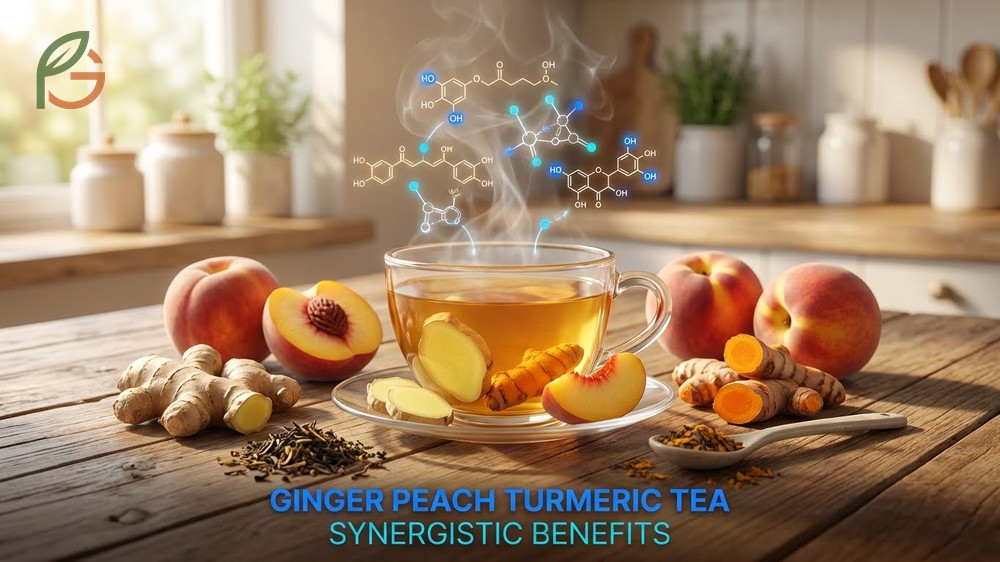 Ginger peach turmeric tea benefits include anti-inflammatory synergy and metabolism enhancement for effective weight loss.