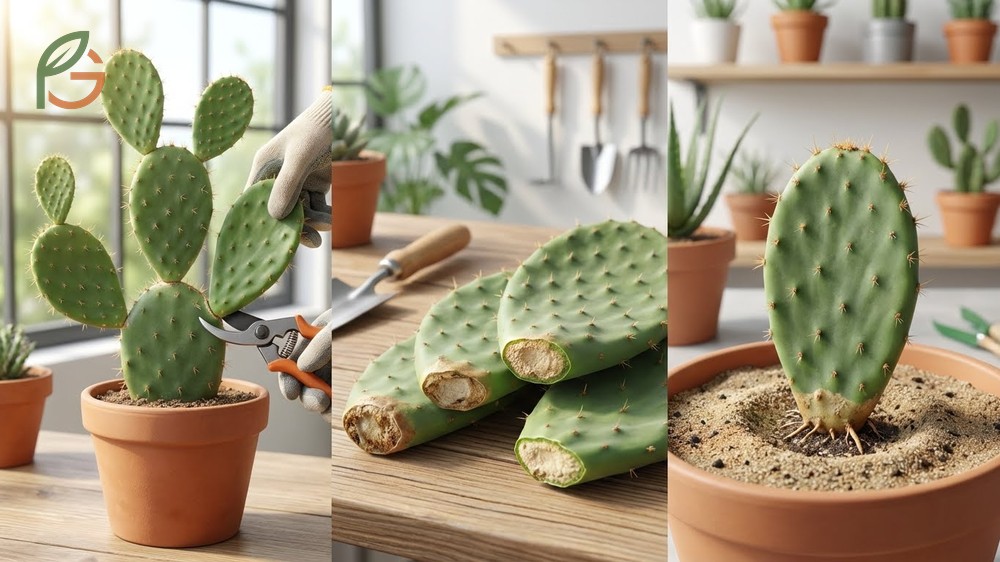 Propagating prickly pear pads by drying cut surfaces to form a callus before planting.