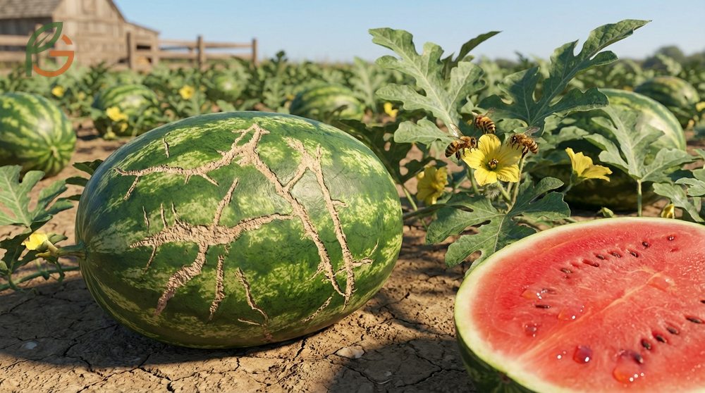 Webbing on watermelon meaning indicates extensive pollination that results in larger fruit with higher sugar concentration.
