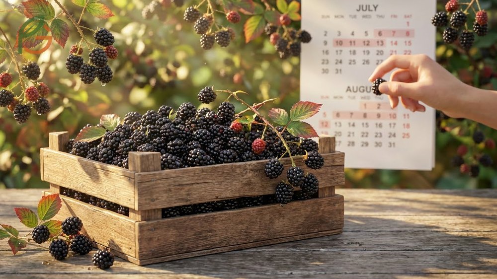 When are blackberries in season highlighting peak harvest times from late May through early September.