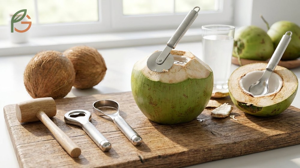 Best coconut opener tools include stainless steel tap openers and rubber mallets for safe and easy cracking.