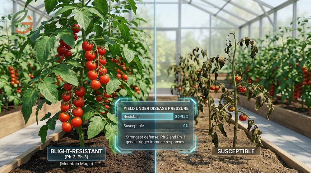 Blight resistant varieties carry specific genes like Ph2 and Ph3 that trigger immune responses to maintain high fruit yields.