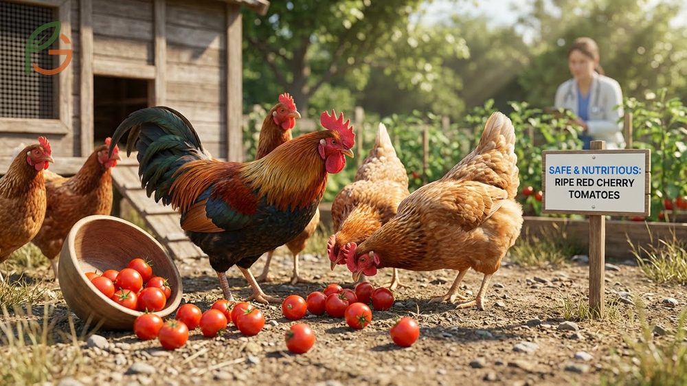 Can chickens eat cherry tomatoes that are fully red and ripe to avoid solanine toxicity.