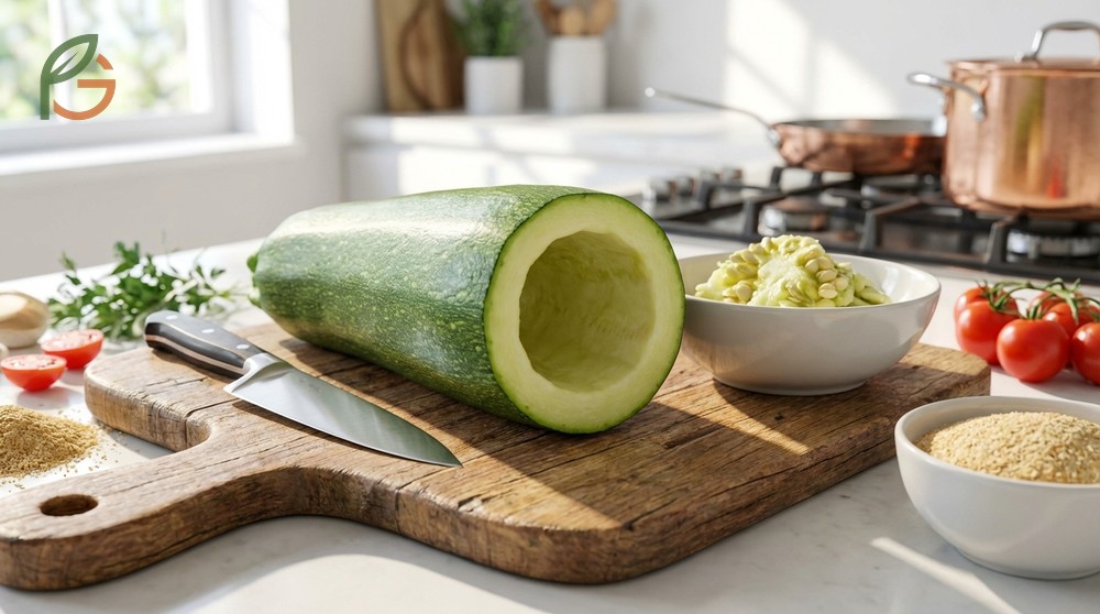 Large zucchini recipes like stuffed boats utilize the hollowed shells filled with sausage or quinoa mixtures.
